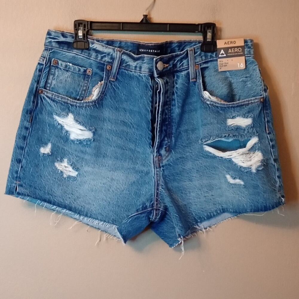 Aeropostale 19's high rise cut off distressed jean shorts Size 16 New with Tags